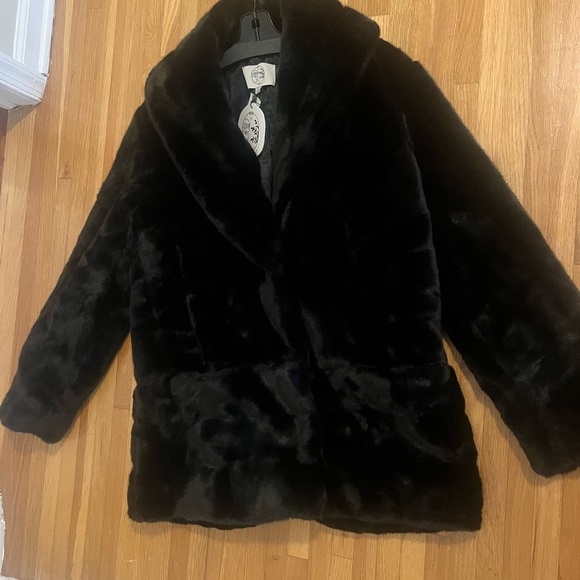 Black Furless Faux Fur oversized  coat by Marei 1998 - Picture 6 of 11